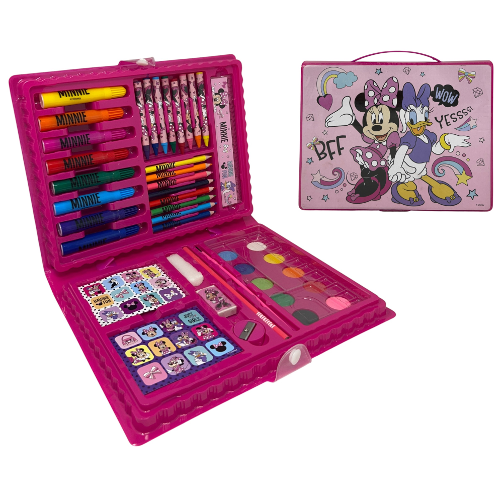 Valigetta 65 Pezzi Minnie DISNEY Scatola Colori Cancelleria Stickers per Bambini - 0843