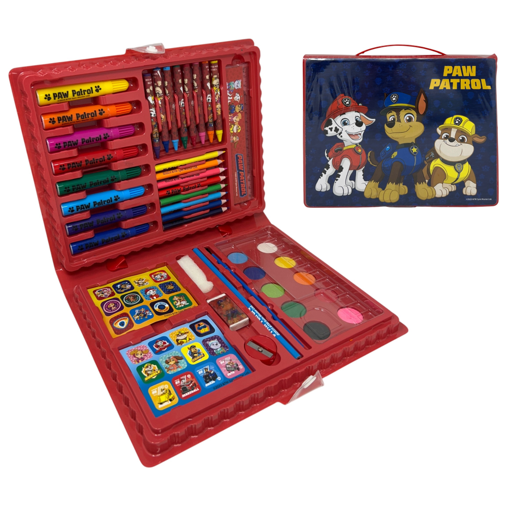 Valigetta 65 Pezzi Paw Patrol Scatola Colori Cancelleria Stickers per Bambini - 0841