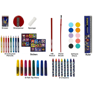 Valigetta 65 Pezzi Sonic Prime Scatola Colori Cancelleria Stickers per Bambini - 0842