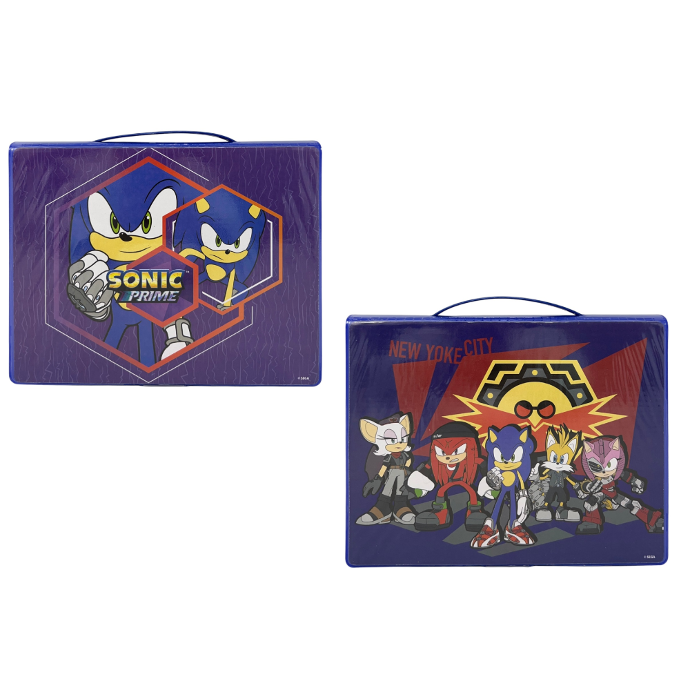 Valigetta 65 Pezzi Sonic Prime Scatola Colori Cancelleria Stickers per Bambini - 0842