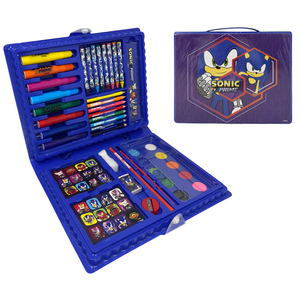 Valigetta 65 Pezzi Sonic Prime Scatola Colori Cancelleria Stickers per Bambini - 0842