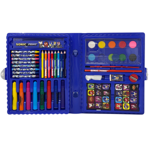 Valigetta 65 Pezzi Sonic Prime Scatola Colori Cancelleria Stickers per Bambini - 0842