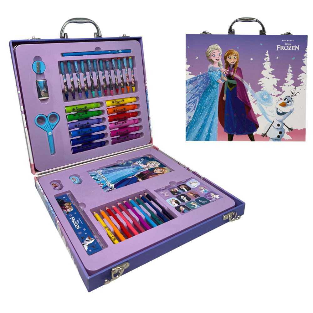 Valigetta 55 Pezzi Frozen DISNEY Scatola Colori Cancelleria Stickers per Bambini - 1237