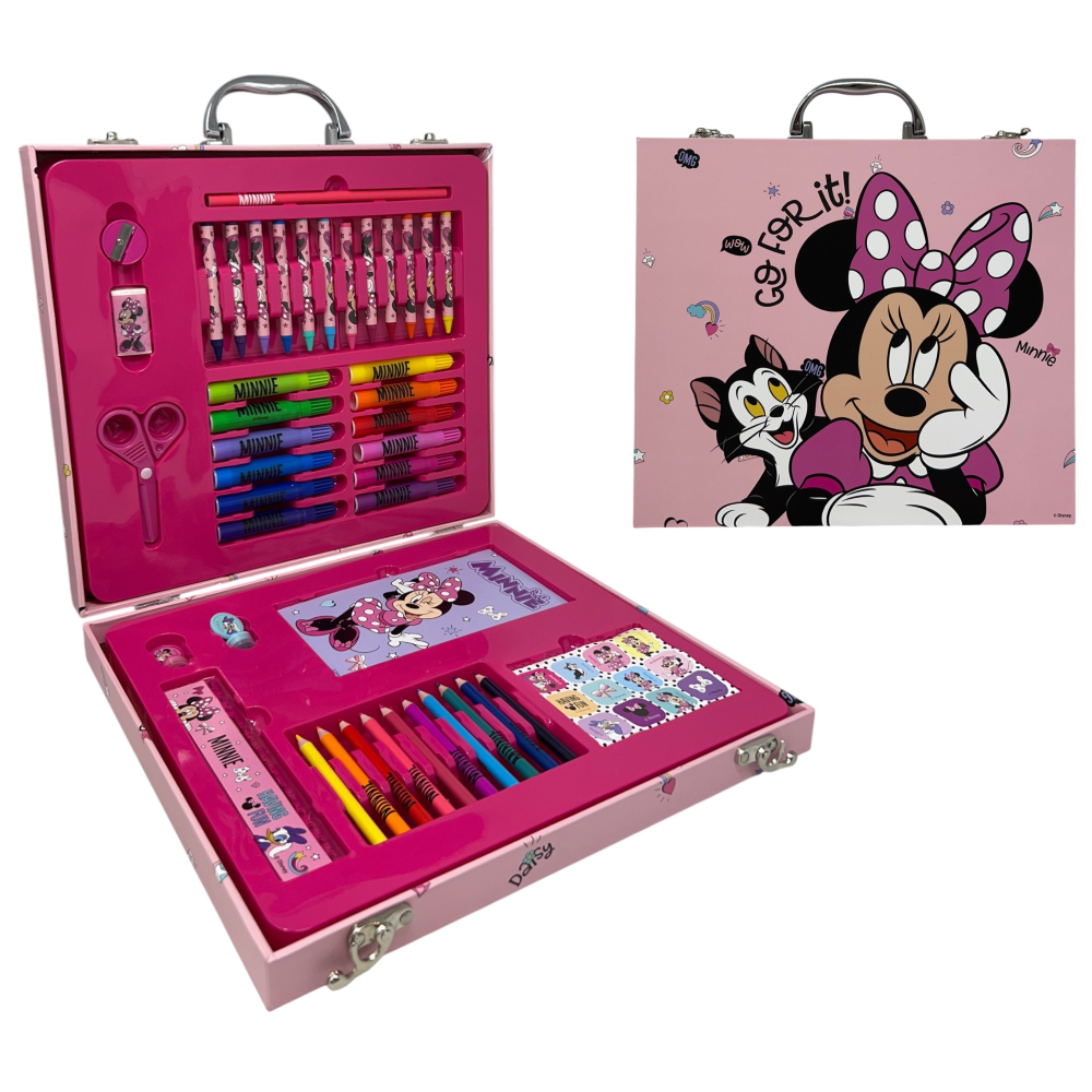 Valigetta 55 Pezzi Minnie DISNEY Scatola Colori Cancelleria Stickers per Bambini - 1238