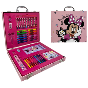 Valigetta 55 Pezzi Minnie DISNEY Scatola Colori Cancelleria Stickers per Bambini - 1238