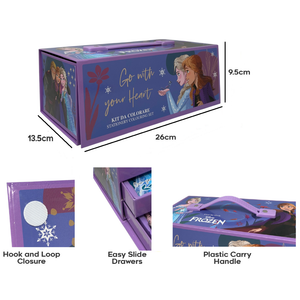 Colori Frozen DISNEY Pennarelli Acquerelli e Pastelli Scatola 52 Pezzi con Cassetti - 0830
