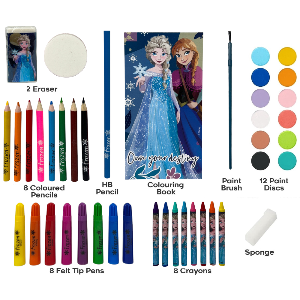 Colori Frozen DISNEY Pennarelli Acquerelli e Pastelli Scatola 52 Pezzi con Cassetti - 0830