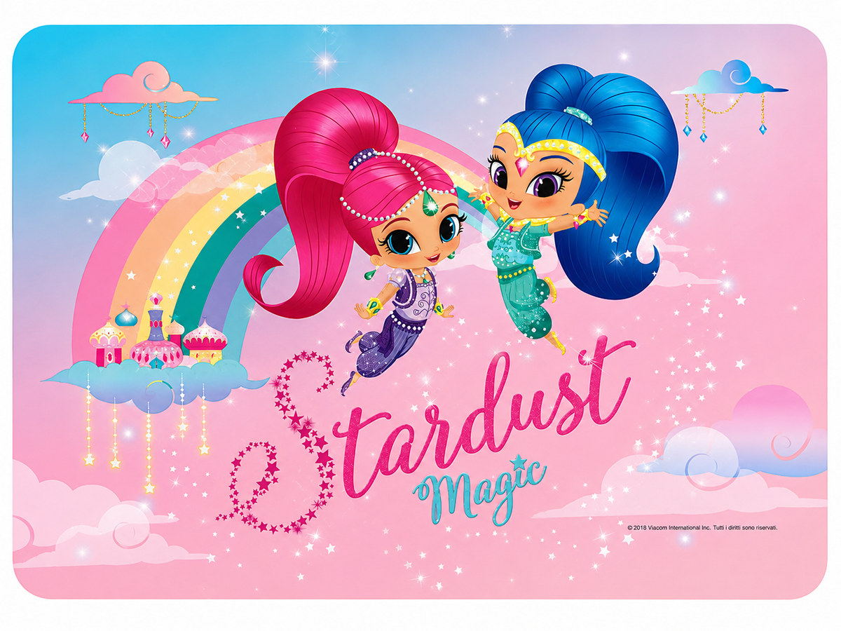 Tovaglietta Shimmer e Shine Nickelodeon in Plastica Morbida Ripiegabile da Colazione Pranzo Cm.44x30 - Ss0312