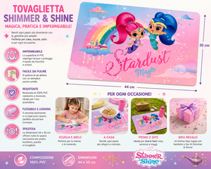 Tovaglietta Shimmer e Shine Nickelodeon in Plastica Morbida Ripiegabile da Colazione Pranzo Cm.44x30 - Ss0312
