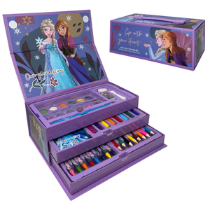 Colori Frozen DISNEY Pennarelli Acquerelli e Pastelli Scatola 52 Pezzi con Cassetti - 0830