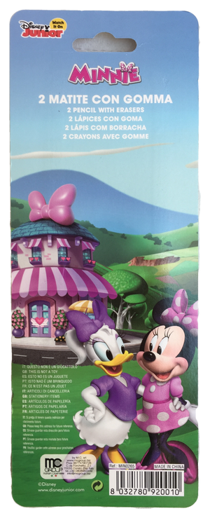 Matita Minnie Mouse DISNEY 2 Pezzi con Gomma - Min0265