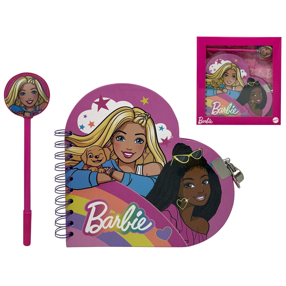 Diario con Penna Barbie Agenda a Forma di Cuore con Lucchetto - 07711