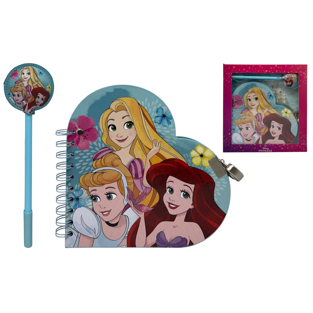 Diario con Penna Principesse DISNEY Agenda a Forma di Cuore con Lucchetto - 07709
