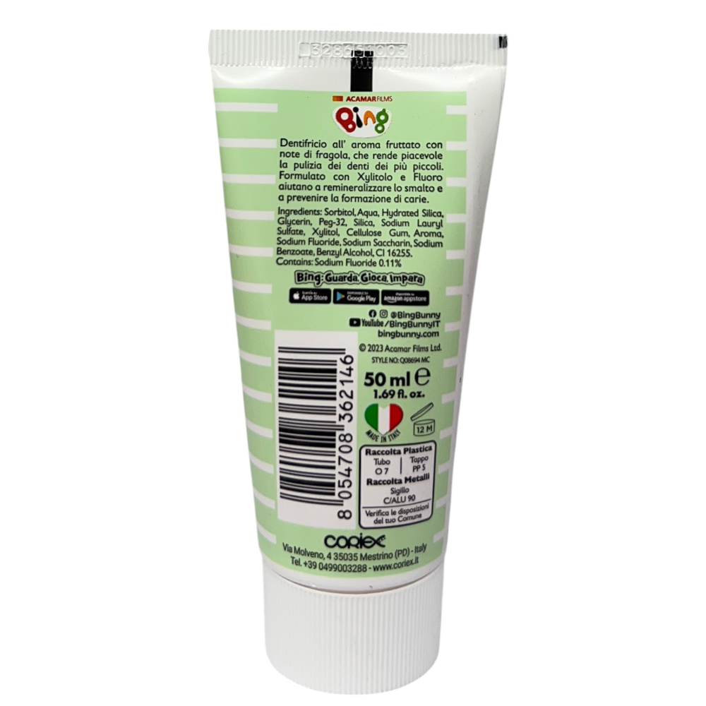 Dentrificio Bing Gusto Fragola Anticarie Floururo di Sodio 50 Ml - Q08694mc