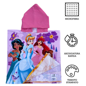 Poncho Mare Principesse DISNEY 100 X 50 CM Accappatoio per Bambini 100% Pl - Pri36-5097