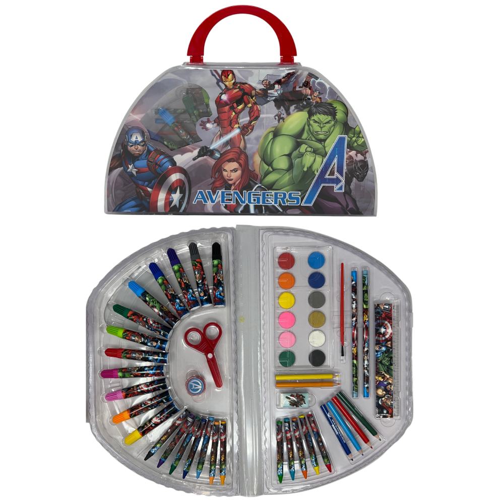 Valigetta Colori Avengers MARVEL Set Cancelleria 51 Pezzi per Bambini - Av1107