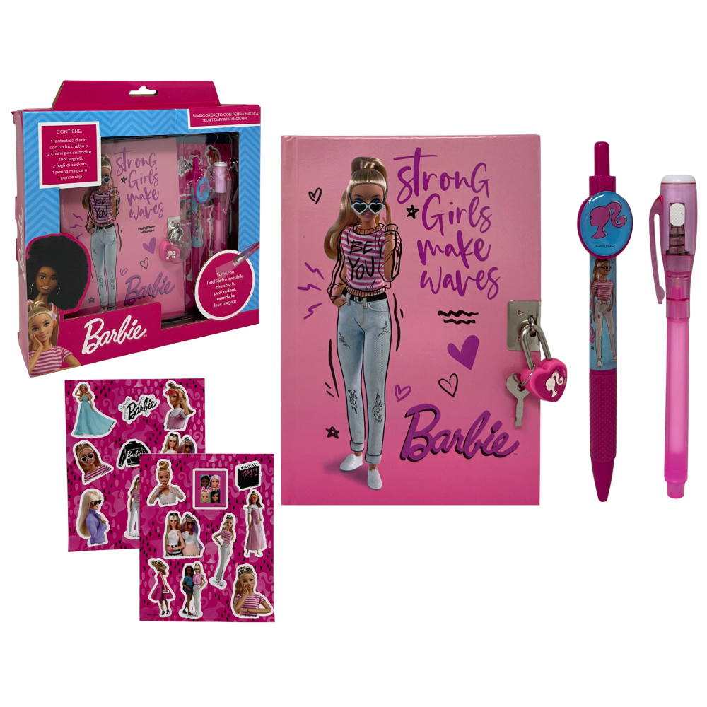 Diario Segreto Barbie con Lucchetto Penna Magica e Adesivi in Confezione - Br0822