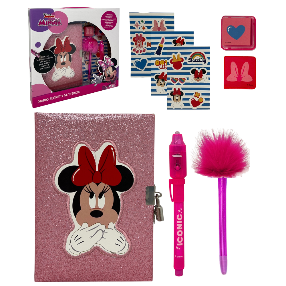 Diario Segreto Glitter Minnie DISNEY con Penna Magica e Accessori con Confezione - Min0824