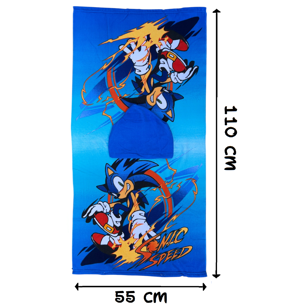 Poncho Mare Sonic 110 X 55 CM Accappatoio per Bambini Microfibra - Ye18283