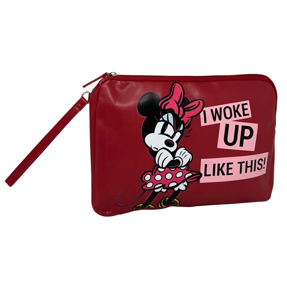 Beauty Case Minnie Mouse DISNEY Pochette in Ecopelle con Laccetto Organizer - D07714mc