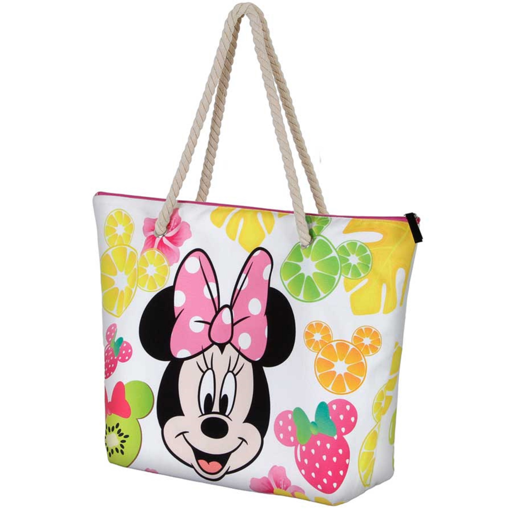 Borsa Mare Minnie Mouse DISNEY in Tessuto con Manici e Cerniera da Spiaggia - 07034