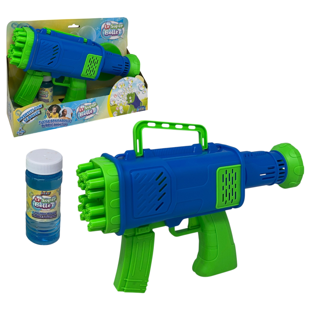 Pistola Sparabolle di Sapone a 24 Fori Blu Gioco per Bambini - Wnt0047