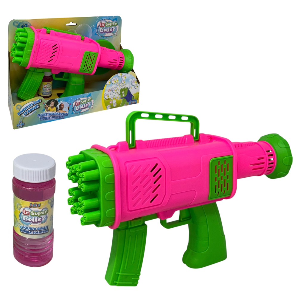 Pistola Sparabolle di Sapone a 24 Fori Fucsia Gioco per Bambini - Wnt0047