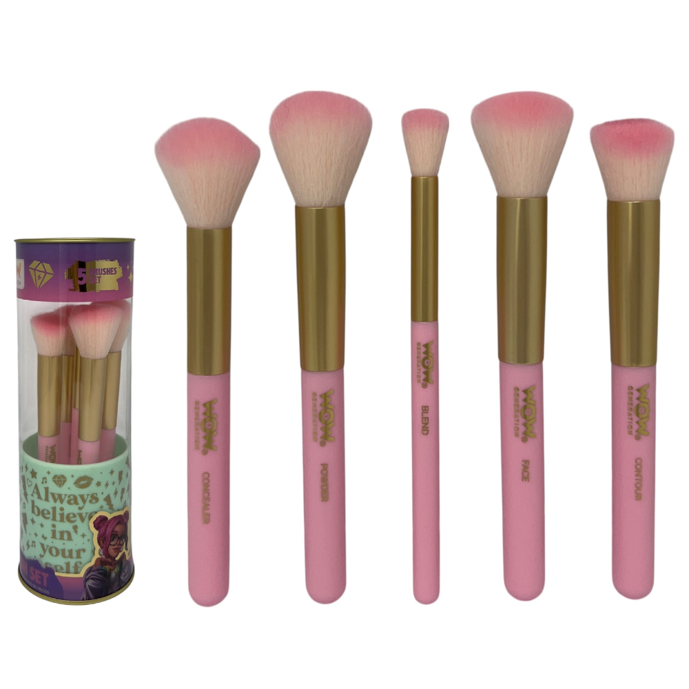 Set Pennelli per il Trucco 5 Pennelli con Contenitore in Silicone - Wow00152