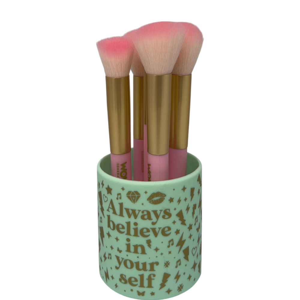 Set Pennelli per il Trucco 5 Pennelli con Contenitore in Silicone - Wow00152