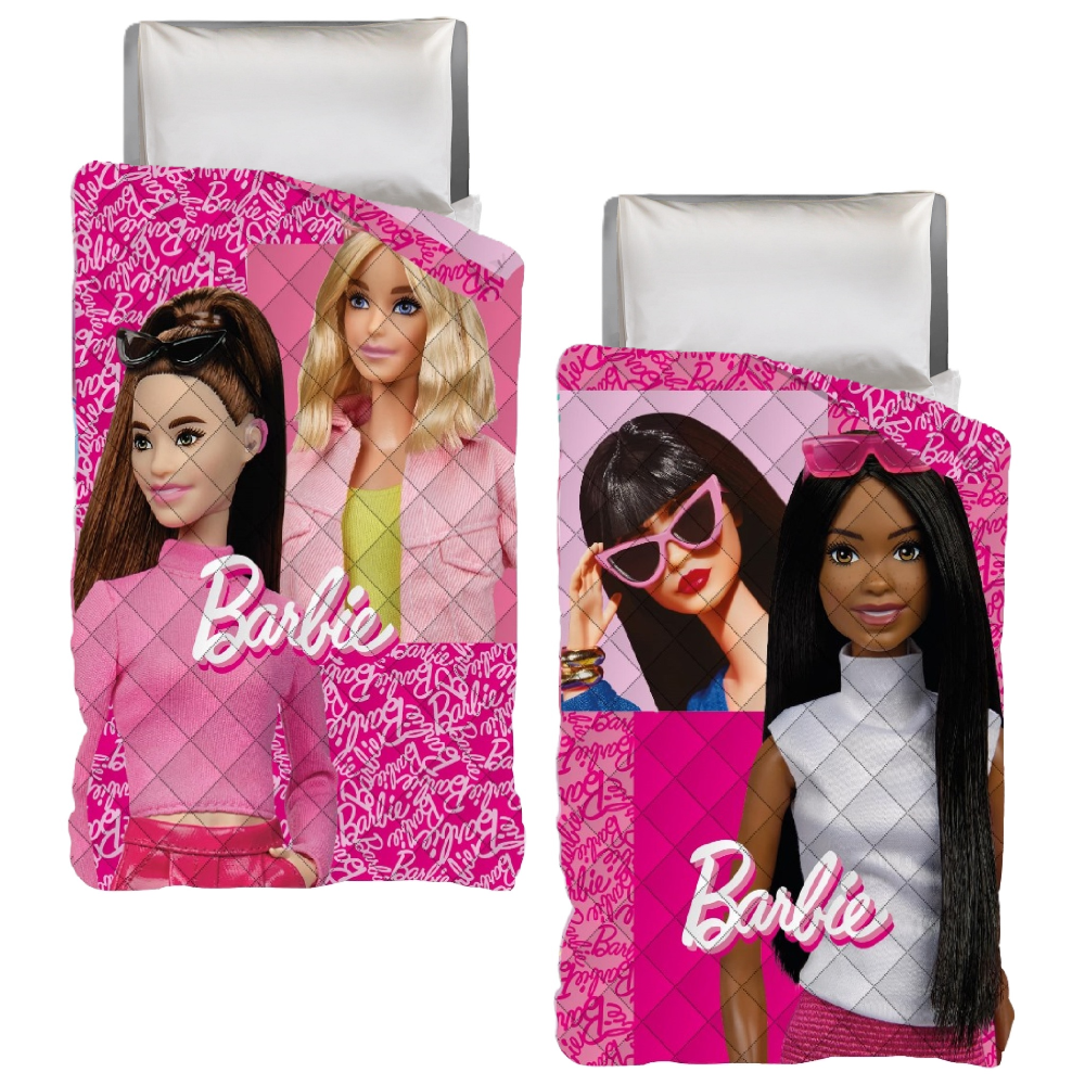 Trapuntino Doubleface Barbie Coperta Copriletto Trapuntato 100 Gsm Letto Singolo 170x250 CM - Bar1767