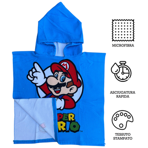 Poncho Mare Super Mario e Luigi 100 X 50 CM Accappatoio per Bambini 100% Pl - Mar36-5180