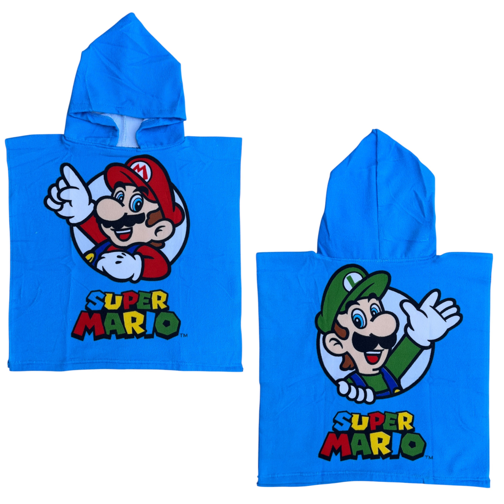 Poncho Mare Super Mario e Luigi 100 X 50 CM Accappatoio per Bambini 100% Pl - Mar36-5180