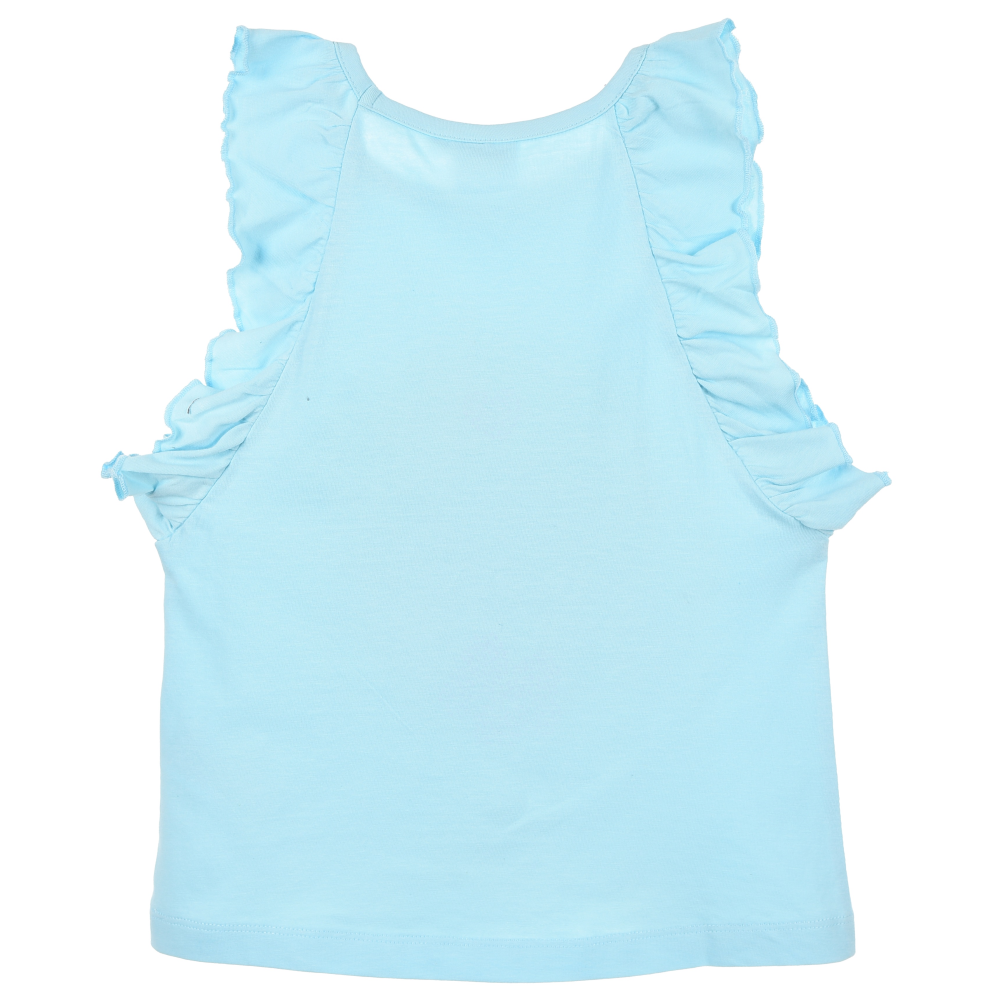 Canotta Angel Stitch DISNEY in Cotone Smanicata con Rouche Bambina - Ye10086.celeste