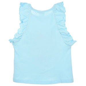 Canotta Angel Stitch DISNEY in Cotone Smanicata con Rouche Bambina - Ye10086.celeste