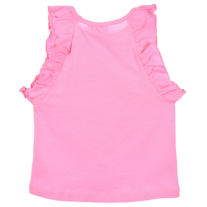 Canotta Angel Stitch DISNEY in Cotone Smanicata con Rouche Bambina - Ye10086.rosa