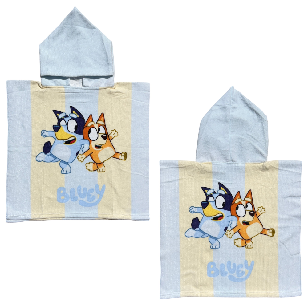 Poncho Mare Bluey e Bingo 100 X 50 CM Accappatoio da Spiaggia per Bambini 100% Pl - Blu36-5182