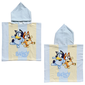 Poncho Mare Bluey e Bingo 100 X 50 CM Accappatoio da Spiaggia per Bambini 100% Pl - Blu36-5182