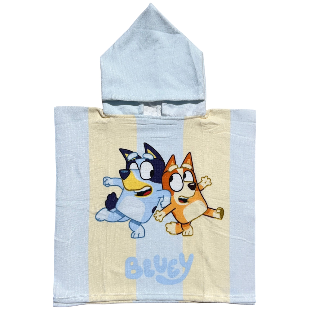 Poncho Mare Bluey e Bingo 100 X 50 CM Accappatoio da Spiaggia per Bambini 100% Pl - Blu36-5182