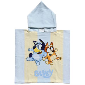 Poncho Mare Bluey e Bingo 100 X 50 CM Accappatoio da Spiaggia per Bambini 100% Pl - Blu36-5182