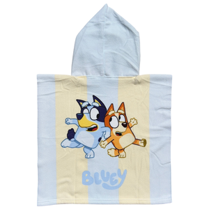 Poncho Mare Bluey e Bingo 100 X 50 CM Accappatoio da Spiaggia per Bambini 100% Pl - Blu36-5182