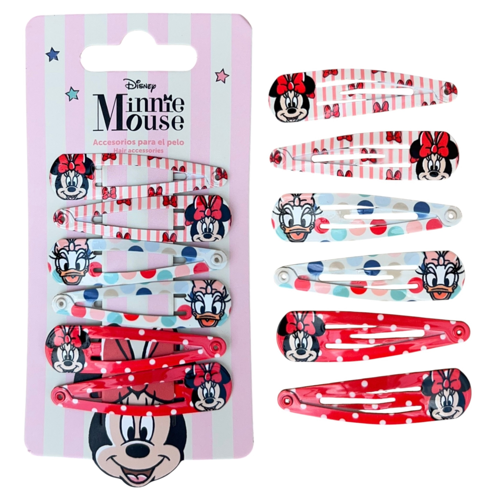 Set Mollette Minnie DISNEY Modello Clic Clac 6 Pezzi Accessori per Capelli - 3061