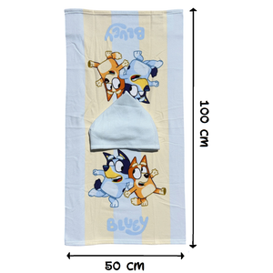 Poncho Mare Bluey e Bingo 100 X 50 CM Accappatoio da Spiaggia per Bambini 100% Pl - Blu36-5182