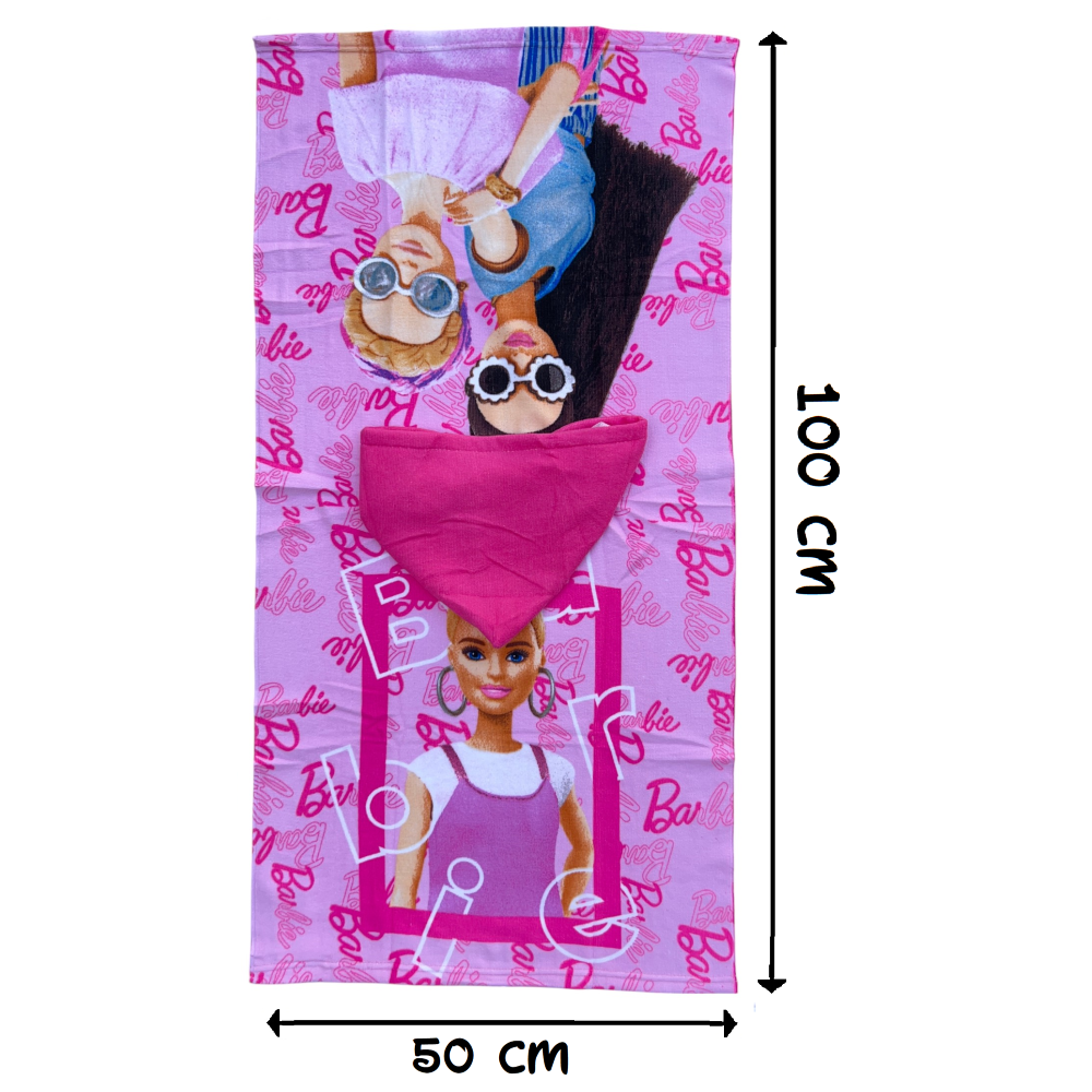 Poncho Mare Barbie 100 X 50 CM Accappatoio per Bambini 100% Pl - Bar36-5186