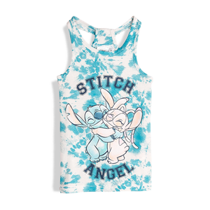 Vestitino Stitch e Angel DISNEY Scamiciata Abito Smanicato in Cotone Grafica Tie-Dye - Ye10074.azzurro