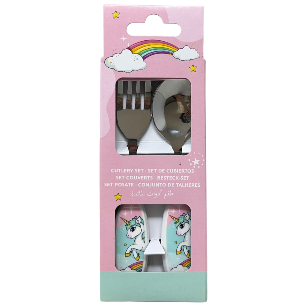 Posate Unicorno Forchetta e Cucchiaio in Acciaio Inossidabile Atossico - St21118