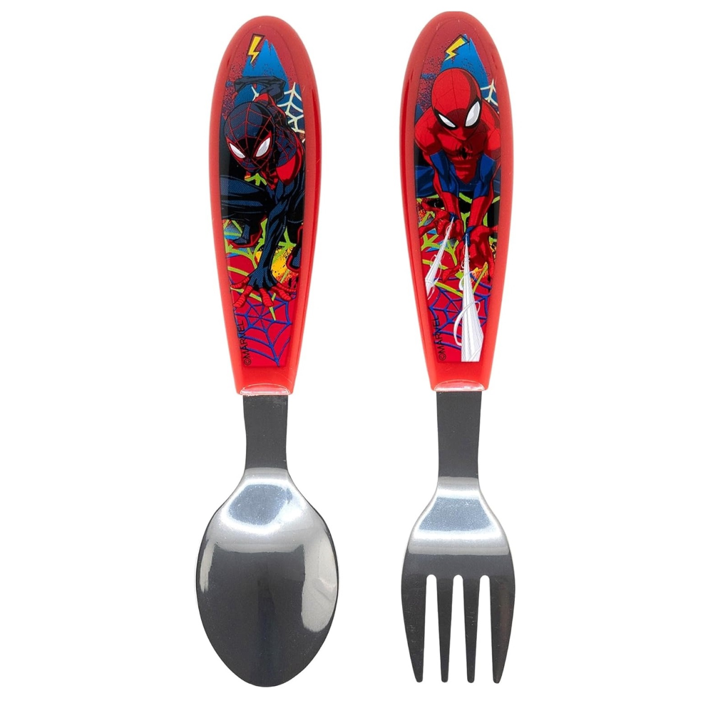 Posate Spiderman MARVEL Forchetta e Cucchiaio in Acciaio Inox Manico Ergonomico- St83518