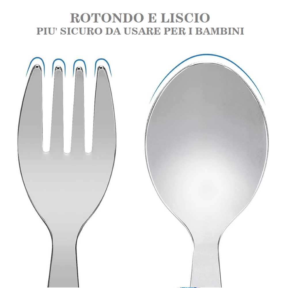 Posate Frozen DISNEY Forchetta e Cucchiaio in Acciaio Inox Manico Ergonomico- St81018