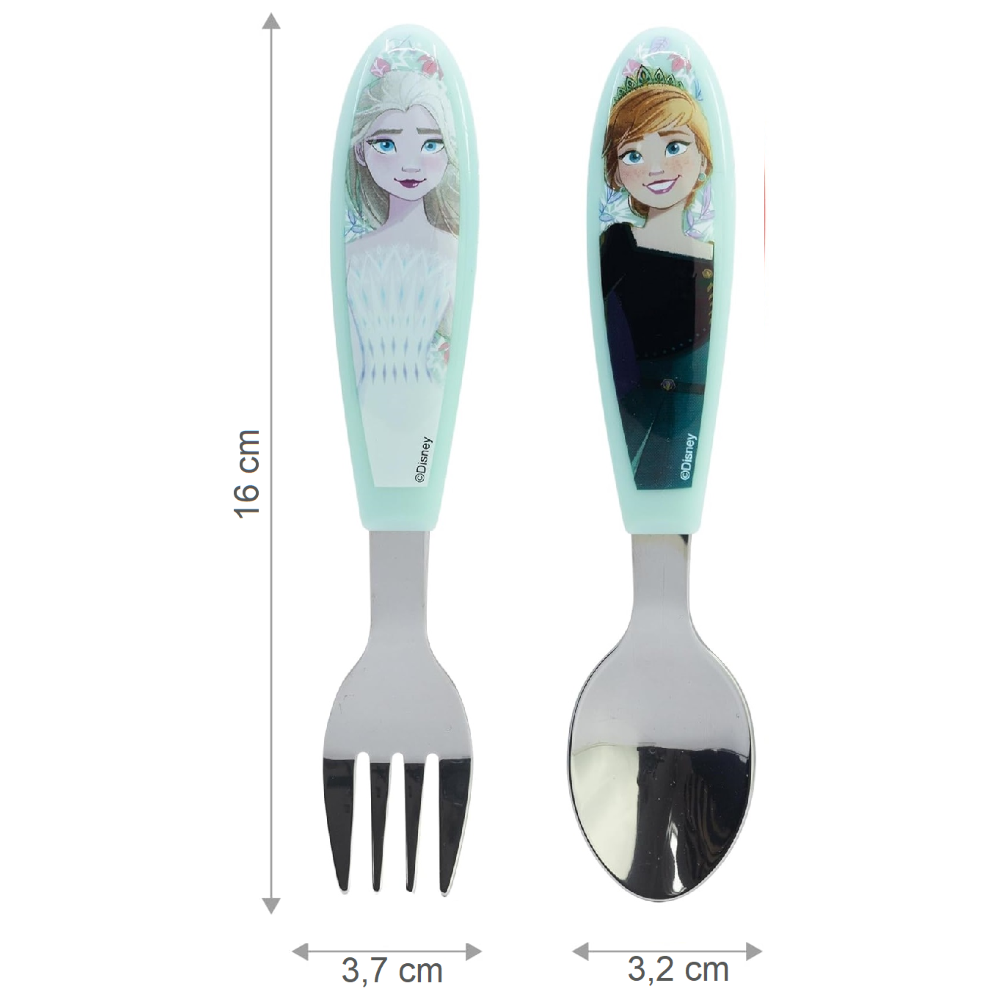 Posate Frozen DISNEY Forchetta e Cucchiaio in Acciaio Inox Manico Ergonomico- St81018