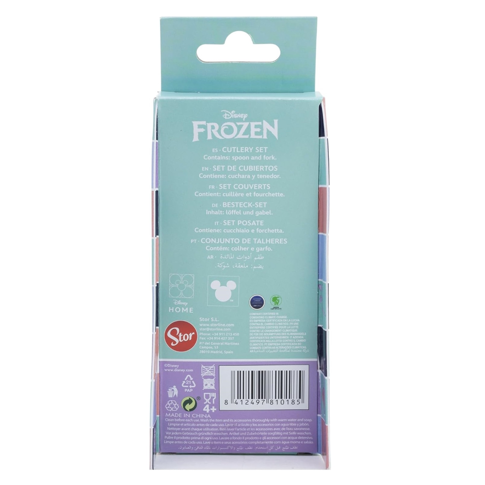 Posate Frozen DISNEY Forchetta e Cucchiaio in Acciaio Inox Manico Ergonomico- St81018