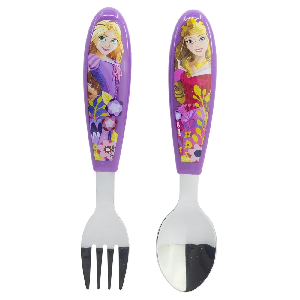 Posate Principesse DISNEY Forchetta e Cucchiaio in Acciaio Inox Manico Ergonomico- St82018